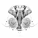 elephant with chrysanthemum  tattoo design idea