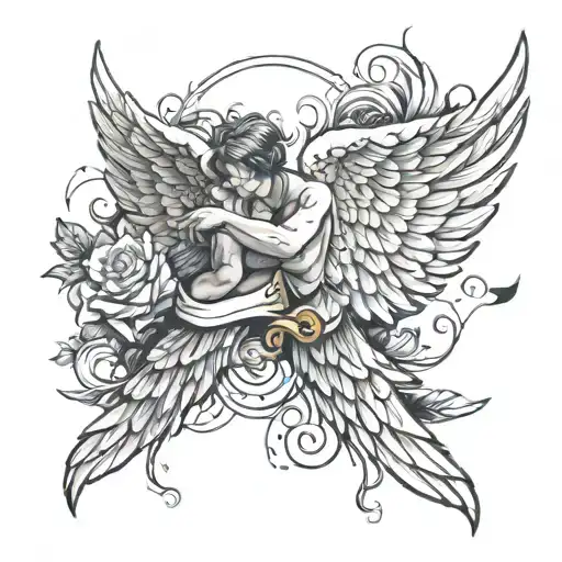 angel wings spread tattoo design idea