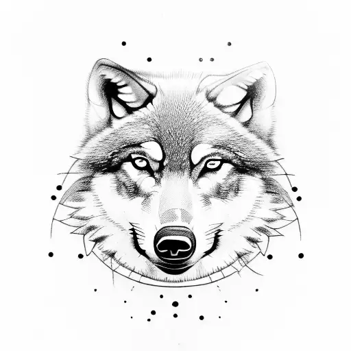 drawing of a wolf and a raven together  tattoo design idea