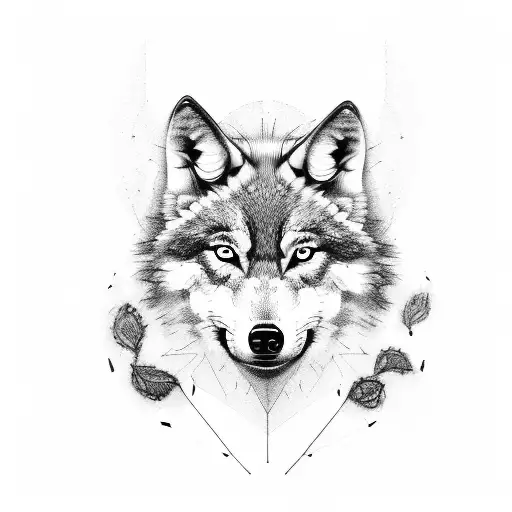 drawing of a wolf and a raven together  tattoo design idea