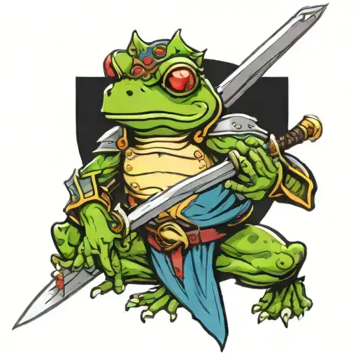 frog knight holding a sword tattoo design idea