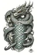 dragon scale bracer embossed tattoo design idea