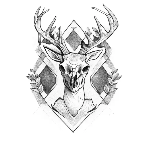 deer skull and arrows tattoo design idea