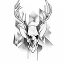 deer skull and arrows tattoo design idea