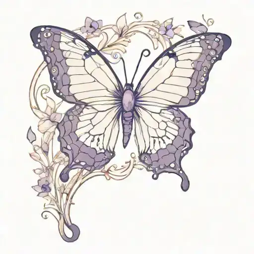 aquarius amethyst butterfly resting tattoo design idea