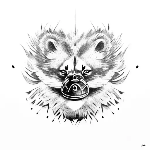 duck, raccoon, lion, monkey and a beetle in a tottem  tattoo design idea