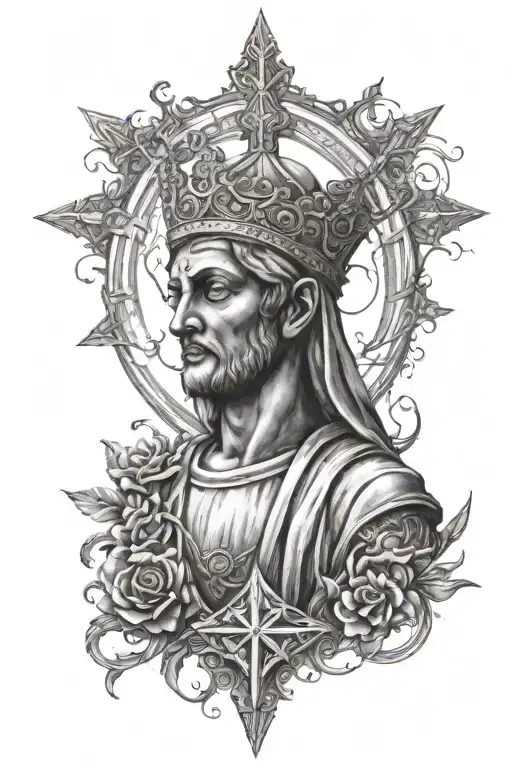 religious statue tattoo design idea