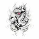 welsh dragon, trash polka, wolf, t-rex skull tattoo design idea
