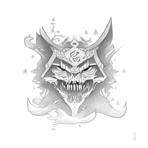 alas cos una calevera y una katana tattoo design idea