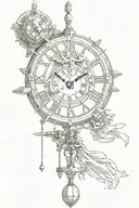 Chrono trigger clock with pendulum swinging tattoo design idea
