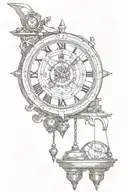 Chrono trigger clock with pendulum swinging tattoo design idea