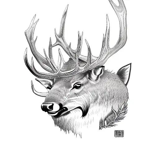 elk tattoo design idea