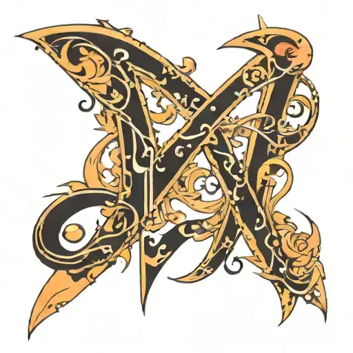 the letter  N tattoo design idea