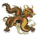 a dragon that is red and wraps around my whole leg with flowers around it and the rest of my leg is a blackout  tattoo design idea