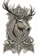 celtic cross and deer tattoo design idea