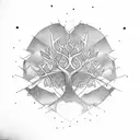 tribal tattoo, tree, few branches, symmetric, --no leaves, minimalistic, low Detail, simple tattoo design idea