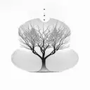 tribal tattoo, tree, few branches, symmetric, --no leaves, minimalistic, low Detail, simple tattoo design idea