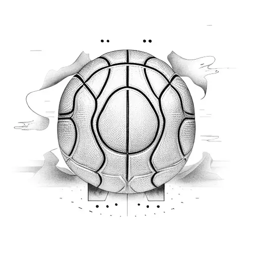 A basketball court with a Joker playing basketball in black-grey shading tattoo design idea