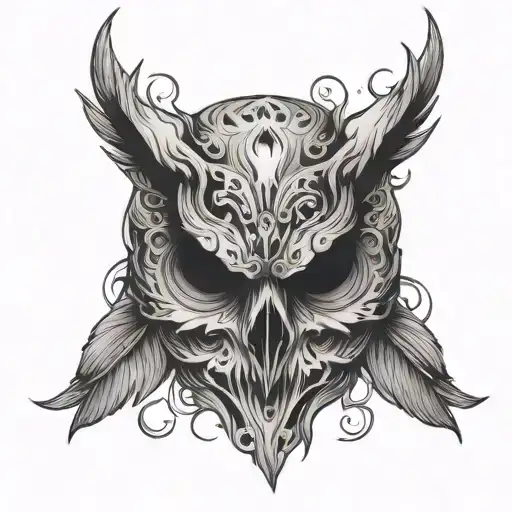 owl skull tattoo design idea