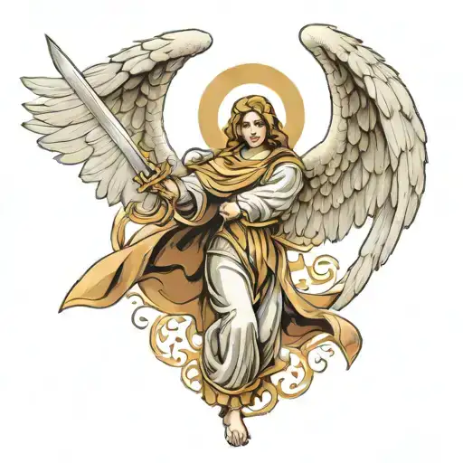 guardian angel fighting evil tattoo design idea