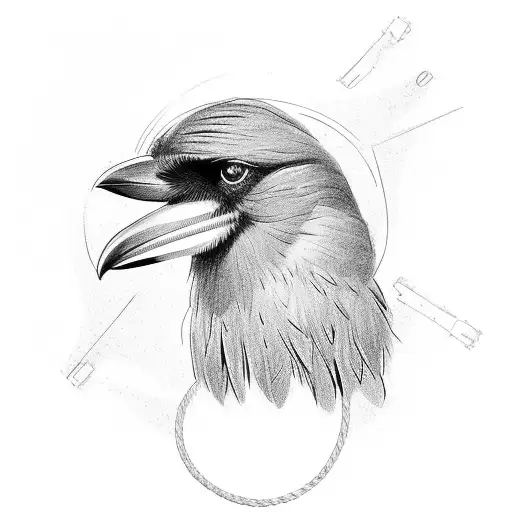 A crow doing calisthenics on electrical wires tattoo design idea