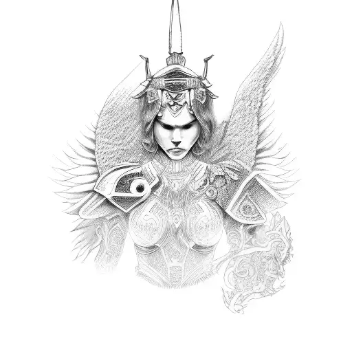 angel warrior against whole world  tattoo design idea