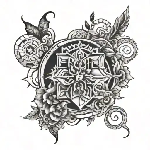Aesthetic symbols arranged tattoo design idea