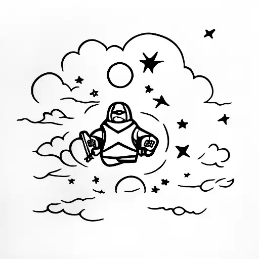shooting stars skydiver tattoo design idea