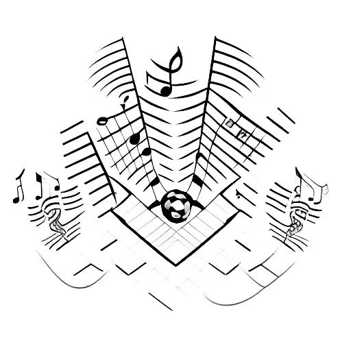 A football stadium with musical notes as the crowd tattoo design idea