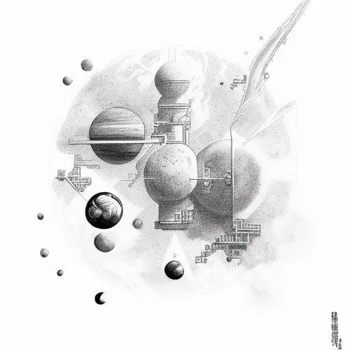 mixture of chemistry and astrophysics tattoo design idea