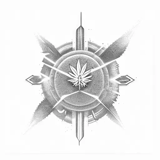 molecule of cannabidiol mixed with black hole tattoo design idea