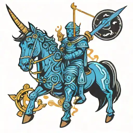 Help me design a handsome and domineering tattoo containing elements of Sagittarius, Leo, and Libra, which is presented  tattoo design idea