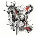 Help me design a handsome and domineering tattoo containing elements of Sagittarius, Leo, and Libra, which is presented  tattoo design idea