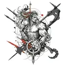 Help me design a handsome and domineering tattoo containing elements of Sagittarius, Leo, and Libra, which is presented  tattoo design idea