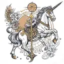 Help me design a handsome and domineering tattoo containing elements of Sagittarius, Leo, and Libra, which is presented  tattoo design idea