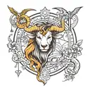 Help me design a handsome and domineering tattoo containing elements of Sagittarius, Leo, and Libra, which is presented  tattoo design idea