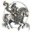 Help me design a handsome and domineering tattoo containing elements of Sagittarius, Leo, and Libra, which is presented  tattoo design idea