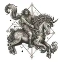 Help me design a handsome and domineering tattoo containing elements of Sagittarius, Leo, and Libra, which is presented  tattoo design idea