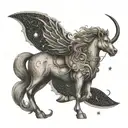 Help me design a handsome and domineering tattoo containing elements of Sagittarius, Leo, and Libra, which is presented  tattoo design idea