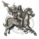 Help me design a handsome and domineering tattoo containing elements of Sagittarius, Leo, and Libra, which is presented  tattoo design idea