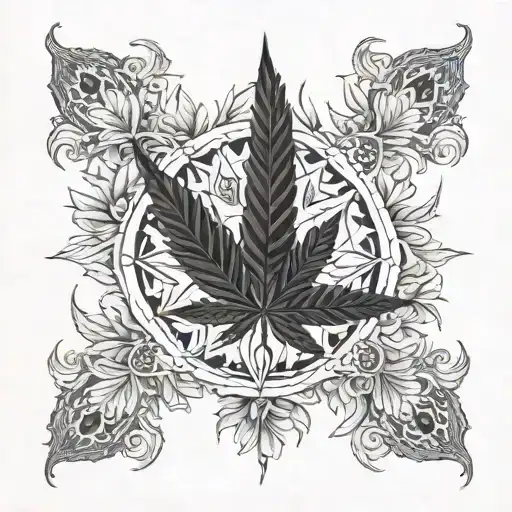 cannabis mandala Gothic American gangster  tattoo design idea