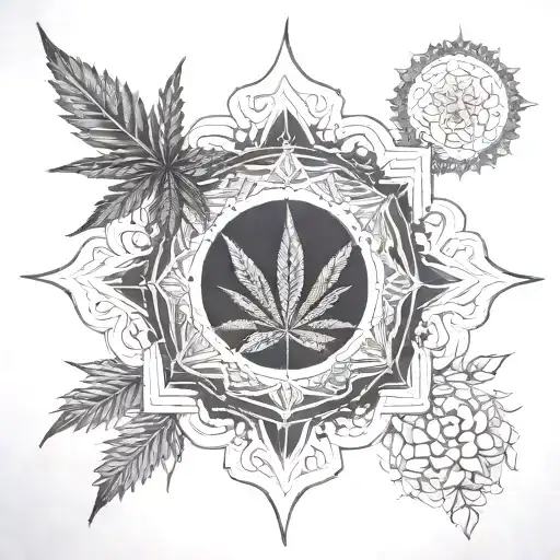 cannabis mandala Gothic American gangster  tattoo design idea
