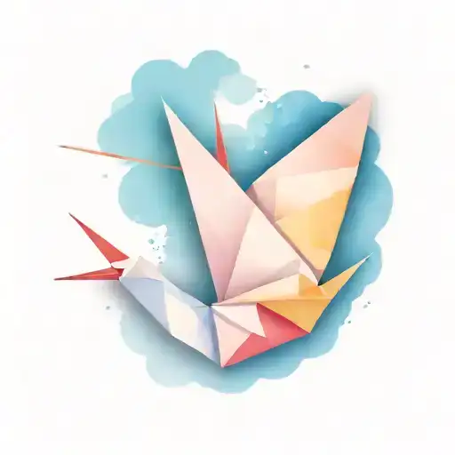 Tsuru color origami crane tattoo design idea
