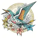 Tsuru color origami crane tattoo design idea