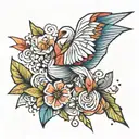 Tsuru color origami crane tattoo design idea