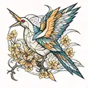 Tsuru color origami crane tattoo design idea