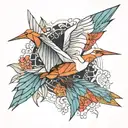 Tsuru color origami crane tattoo design idea