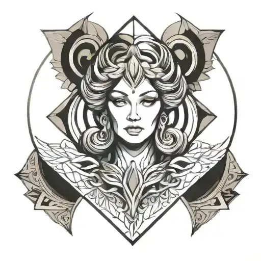 goddess hera face on  tattoo design idea