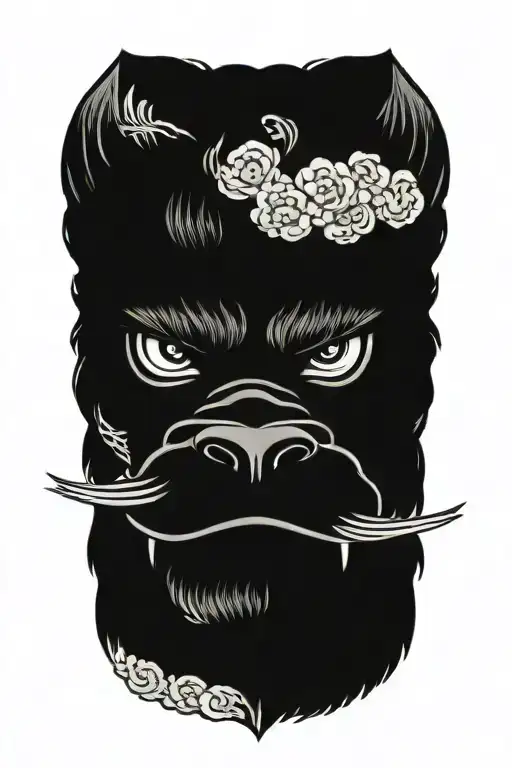 fu dog head tattoo design idea
