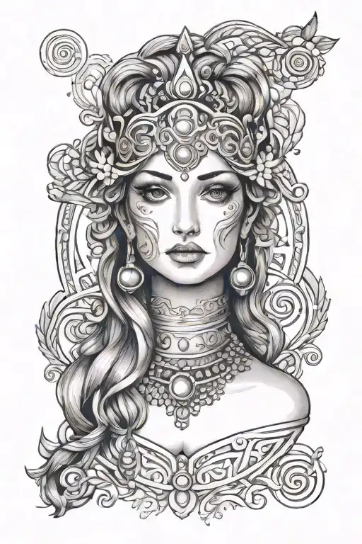 goddess hera straight on  tattoo design idea